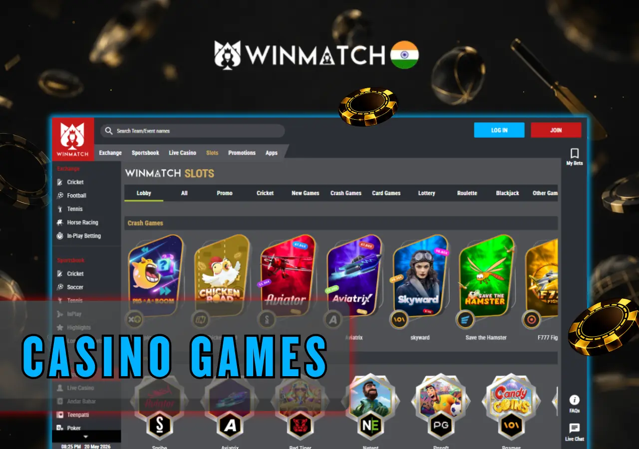 winmatch casino games main screen
